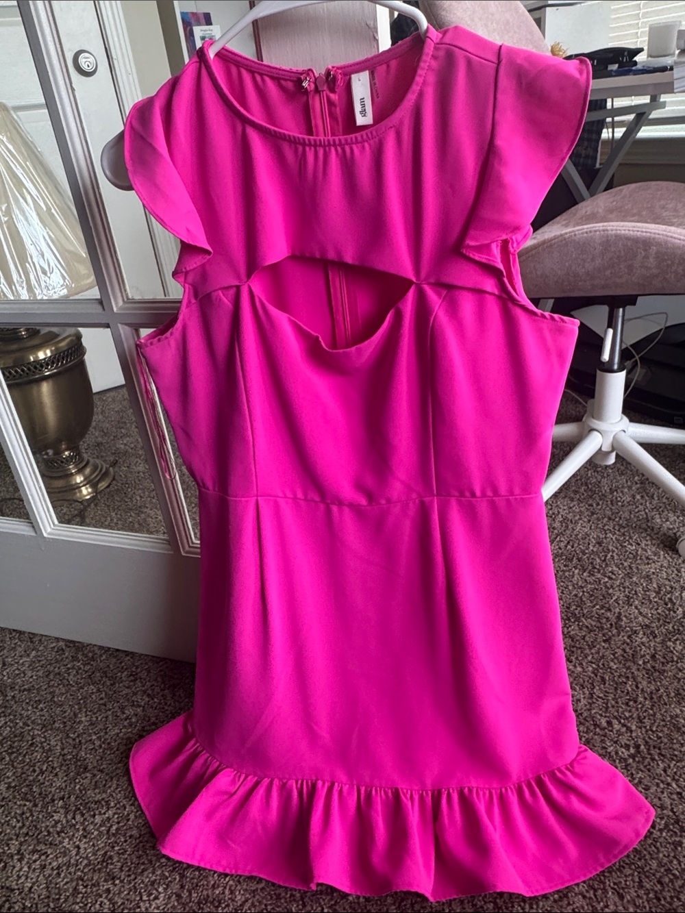 Hot Pink Ruffle Hem Dress